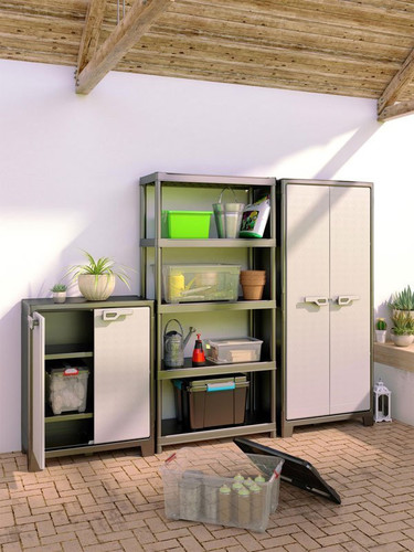 Outdoor/Workshop High Cabinet, Multi-use, XL tall, black-grey
