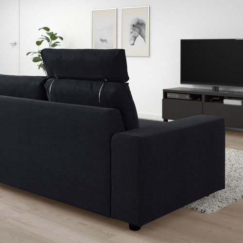 VIMLE 3-seat sofa, with headrest with wide armrests/Saxemara black-blue