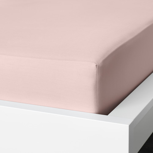 DVALA Fitted sheet, light pink, 140x200 cm
