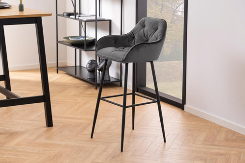 Bar Stool with Backrest Brooke VIC, grey