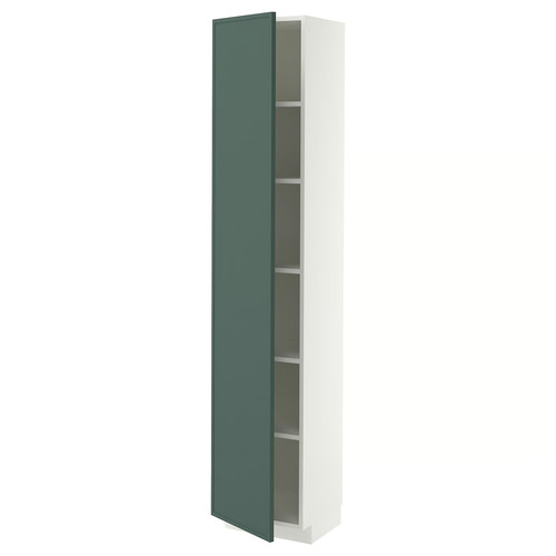 METOD High cabinet with shelves, white/Aspudden dark grey-green, 40x37x200 cm