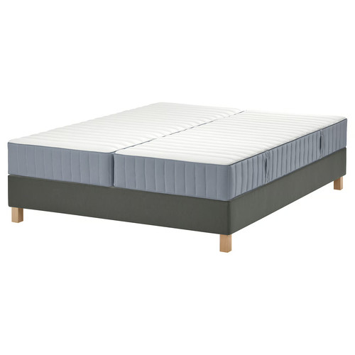 LYNGÖR Divan bed, Valevåg firm/extra firm/light blue dark grey, 160x200 cm