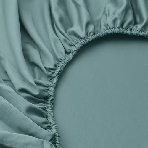 NATTJASMIN Fitted sheet, blue-green, 140x200 cm