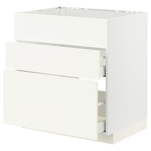METOD / MAXIMERA Base cab f hob/int extractor w drw, white/Vallstena white, 80x60 cm