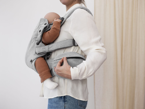 BABYBJORN Pocket Pouch for Baby Carrier, Woven Mélange, Light Grey