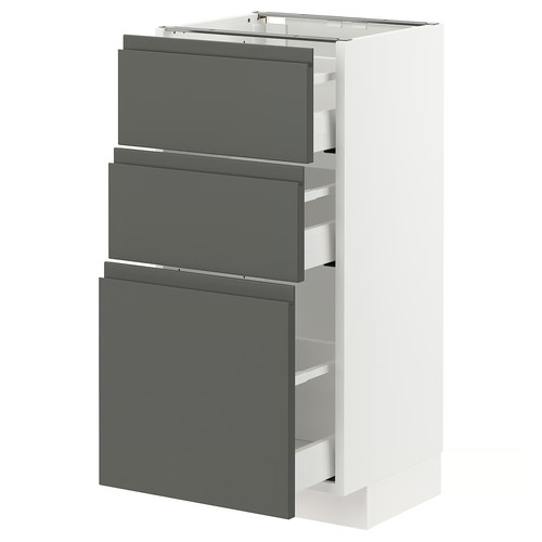 METOD / MAXIMERA Base cabinet with 3 drawers, white/Voxtorp dark grey, 40x37 cm