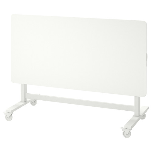 MITTZON Foldable table with castors, white, 140x70 cm