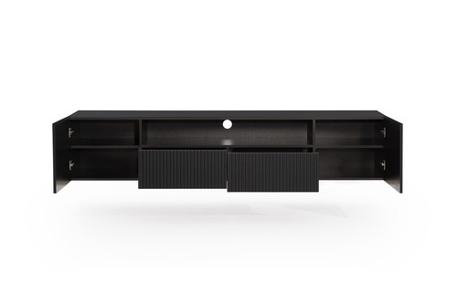 Wall-Mounted TV Cabinet Nicole 200cm, black/matt black