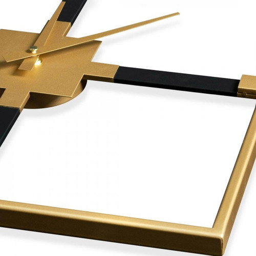 Wall Clock Square 40 x 5 x 40 cm, black/gold