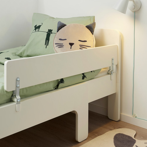 SLÄKT / NATTAPA Ext bed frm w guard rl+slat bd base, white, 80x200 cm
