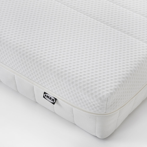 NORDLI Bed frame with storage and mattress, white/Åkrehamn firm, 140x200 cm