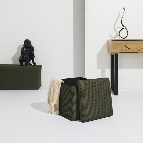 Folding Storage Pouffe Vels Atom, khaki
