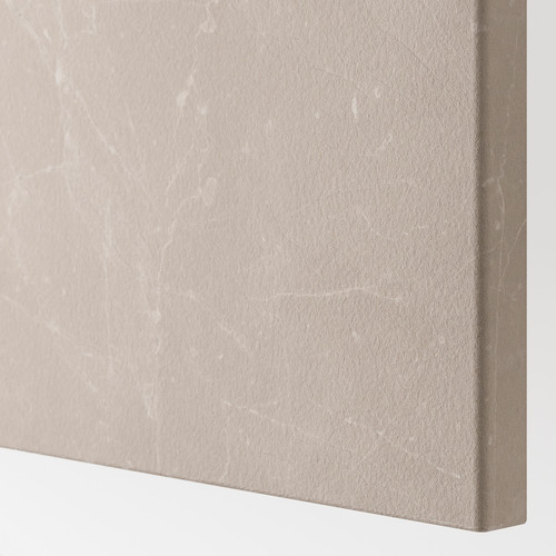 BESTÅ Wall-mounted cabinet combination, white Bergsviken/beige marble effect, 180x42x64 cm