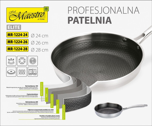 Feel Maestro 26cm Professional Tri-Ply Frying Pan MR-1224-26
