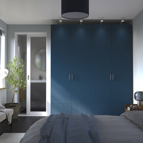 PAX / FYRUDDEN Wardrobe combination, white/blue, 200x60x236 cm