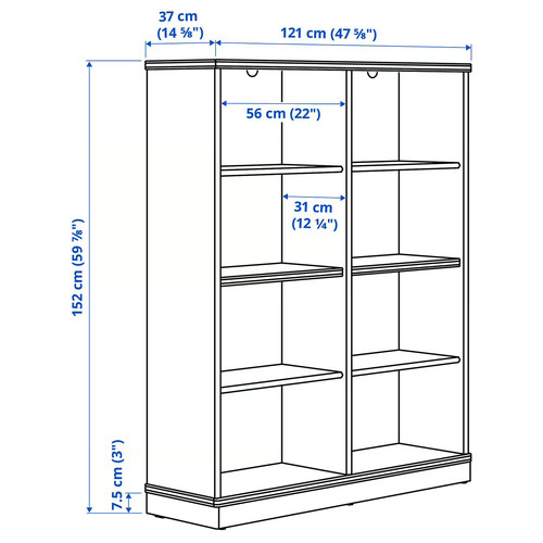 LANESUND Bookcase, grey-brown, 121x37x152cm