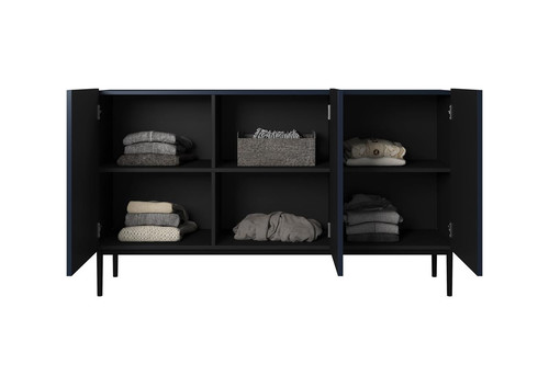 Three-Door Cabinet Nicole 150 cm, dark blue, black legs