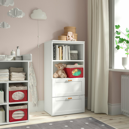 SMÅSTAD / PLATSA Bookcase, white with frame/with 2 drawers, 60x42x123 cm