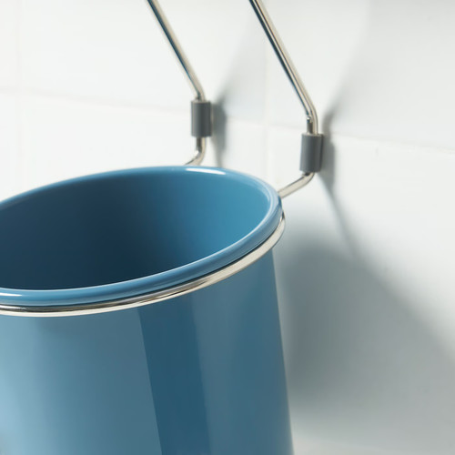 HULTARP Container, blue/nickel-plated, 14x16 cm