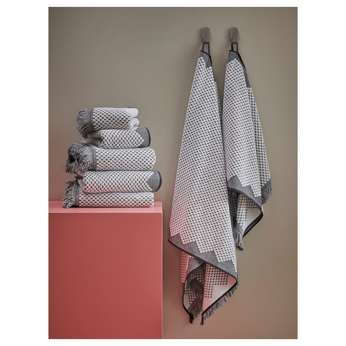FJÄLLSTARR Hand towel, white/grey, 50x100 cm