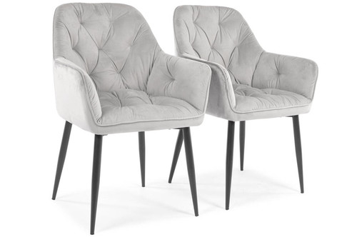 Glamour Chair with Armrests EMMA, velvet, grey