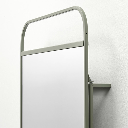 GRANVÅG Mirror with storage, wall hanging/green, 50x150 cm