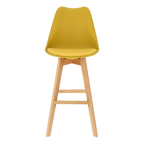 Bar Stool Norden Wood, high, PP, yellow