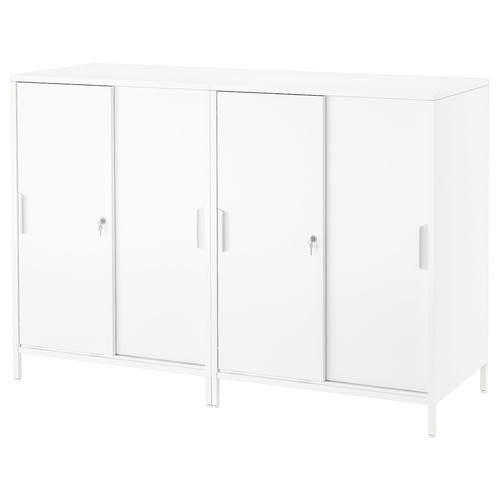 TROTTEN Cabinet with sliding doors, white, 160x110 cm