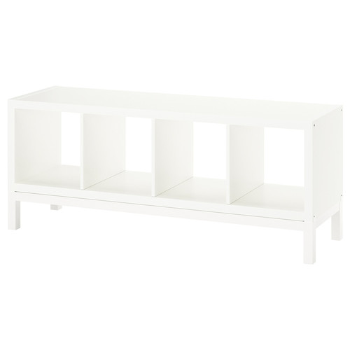 KALLAX Shelving unit with underframe, white/white, 147x59 cm