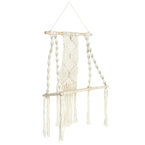 Wall Shelf Boho, medium, beige macrama