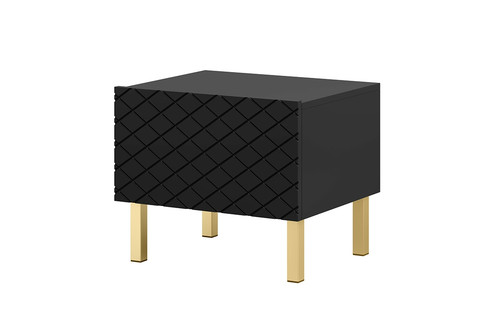 Set of 2 Nightstands Bedside Tables Scalia II 50, matt black, gold legs