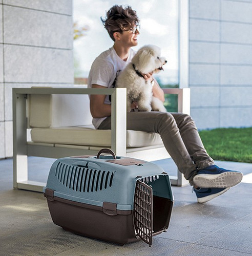 Stefanplast Pet Carrier for Cats & Dogs Gulliver 3, plastic door, grey/brown