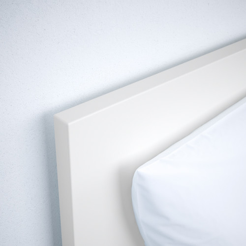 MALM Bed frame, high, w 2 storage boxes, white, Lönset, 140x200 cm