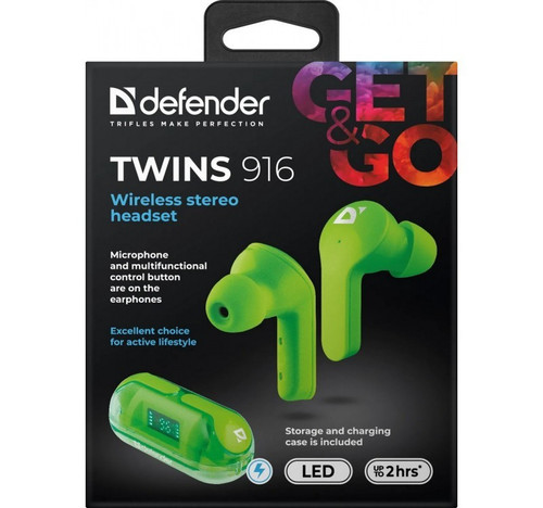 Defender Wireless Earphones TWI NS 916, green