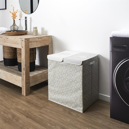 Dual-Compartment Laundry Basket 50x41x57, grey
