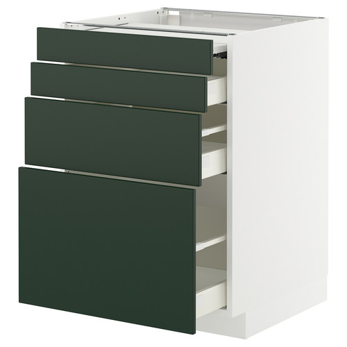 METOD / MAXIMERA Bc w pull-out work surface/3drw, white/Havstorp deep green, 60x60 cm