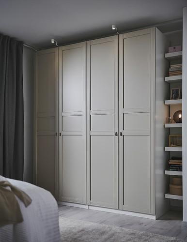 FLISBERGET Door with hinges, light beige, 50x229 cm