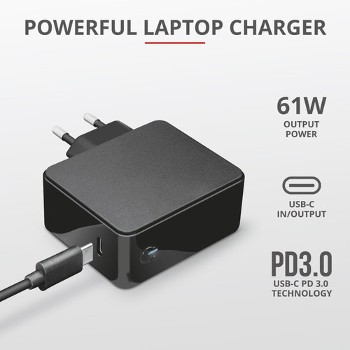 Trust MAXO MacBook Charger 61W USB-C EU Plug