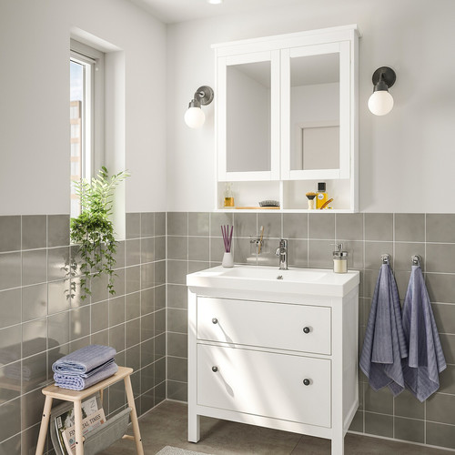 HEMNES / ORRSJÖN Wash-stnd w drawers/wash-basin/tap, white, 82x49x89 cm