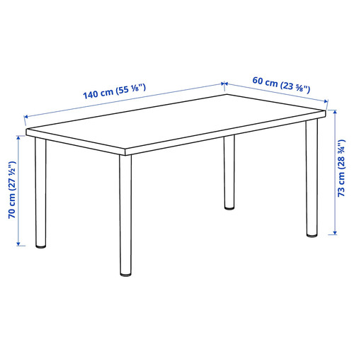 LAGKAPTEN / ADILS Desk, white anthracite/white, 140x60 cm