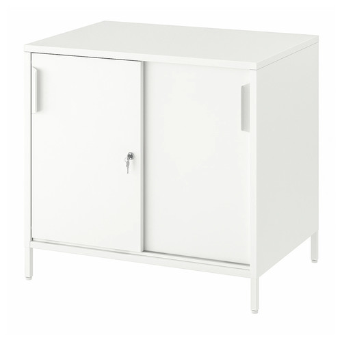 TROTTEN Cabinet with sliding doors, white, 80x75 cm