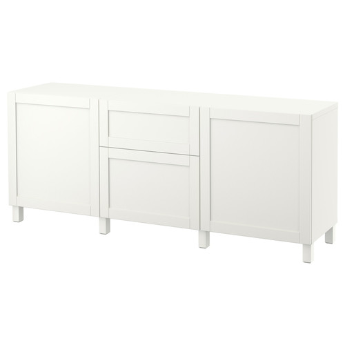 BESTÅ Storage combination with drawers, white/Hanviken/Stubbarp white, 180x42x74 cm