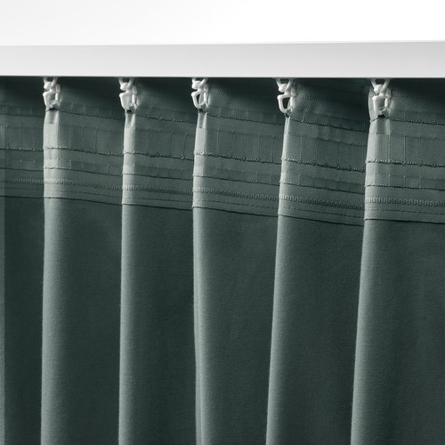 SANELA Room darkening curtains, 1 pair, grey-green, 140x300 cm
