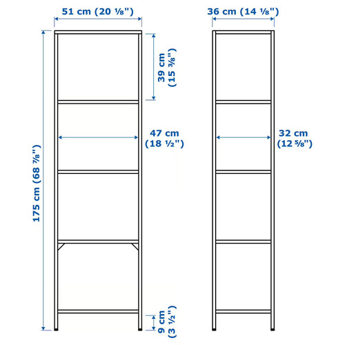 VITTSJÖ Shelving unit, black-brown, glass, 51x175 cm