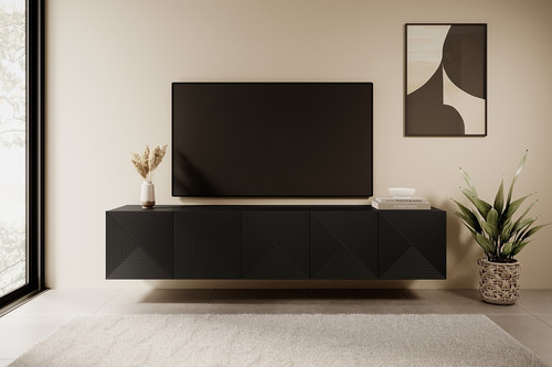 Wall-mounted TV Cabinet Asha 200 cm, matt black