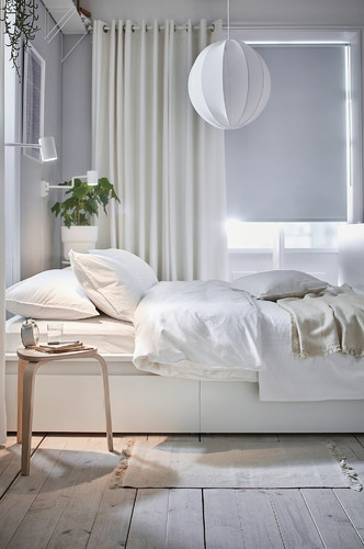 MERETE Room darkening curtains, 1 pair, 145x300 cm, white