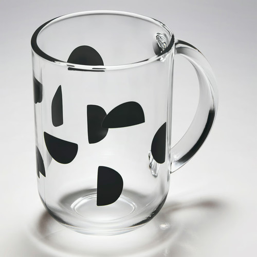 SKEDSTÖR Mug, mixed colours yellow/black, 30 cl, 2 pack