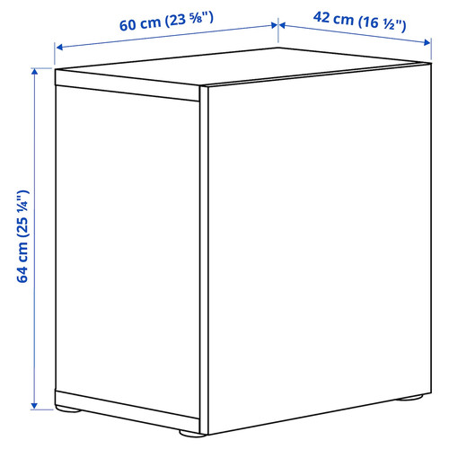 BESTÅ Wall-mounted cabinet combination, white/Hedeviken oak, 60x42x64 cm