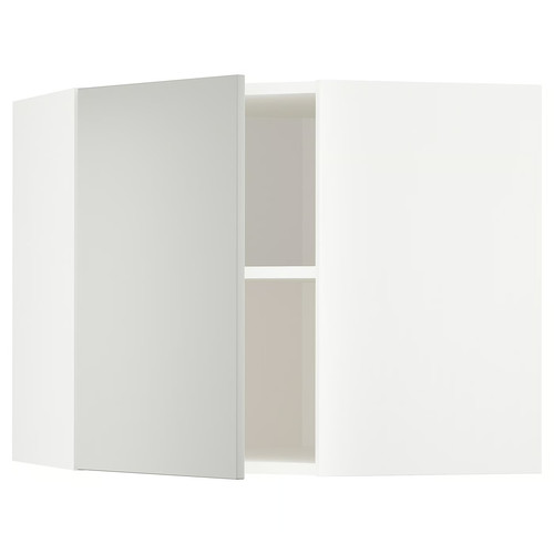 METOD Corner wall cabinet with shelves, white/Havstorp light grey, 68x60 cm