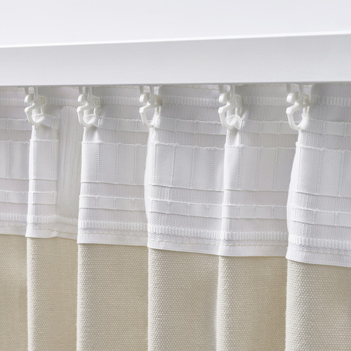 GINSTMOTT Curtains, 1 pair, beige/with heading tape, 145x300 cm